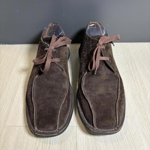 john varvatos Brown Suede Lace Up Moc Ankle Boots Handmade Italy Mens 9.5 Rare